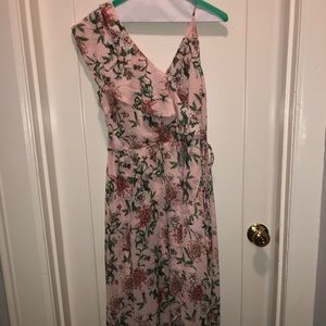 Large pink floral Adelynrae high/ low dress